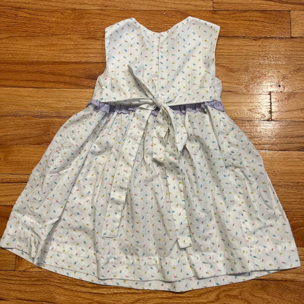 Vintage Unbranded Purple, Pink, Blue and Yellow Flower Print Sundress w/ Lace - Picture 7 of 10